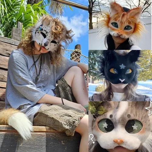 Vista 6 de Paquete de 12 mallas de ojos de 12 colores para máscara Therian Cosplay