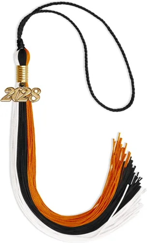 Vista 113 de Endea - Borla de graduación de triple color con gota de fecha dorada (negro/dorado/granate, 2020)