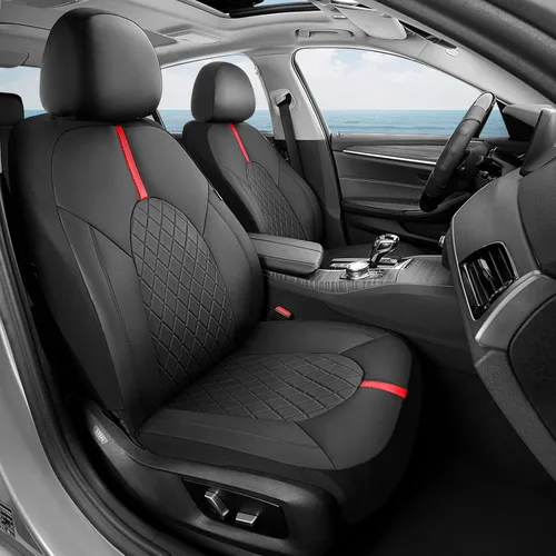 Vista 16 de Coverado Fundas universales de cuero para asientos delanteros, paquete de 2 fundas de asiento para SUV, camioneta, sedán, interior de vehículos