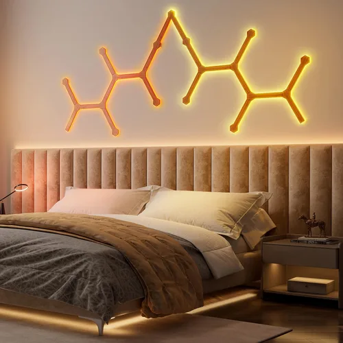 Vista 4 de EUREKA ERGONOMIC Luces LED RGB, paneles de pared de luz LED, luces de pared LED inteligentes Wi-Fi con sincronización de música, control inteligente