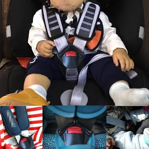 Vista 3 de Asiento universal para niños pequeños, clip de arnés con hebilla de bloqueo fija, 5 puntos, correa ajustable de 5 puntos para cochecito de bebé