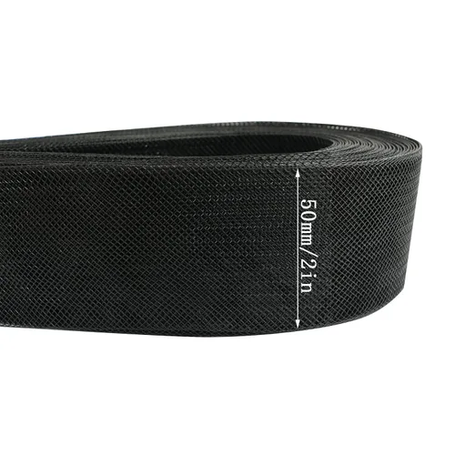 Vista 2 de Stiff Horsehair Braid yyangz 50 yardas 2 pulgadas negro rígido poliéster trenza de crin para costura de poliéster deshuesado vestido de novia