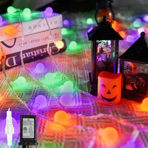 Vista 7 de LORRYTE Luces de Navidad marroquíes para exteriores operadas por batería, 60 LED de 36 pies, luces de globo de hadas con 8 modos de iluminación