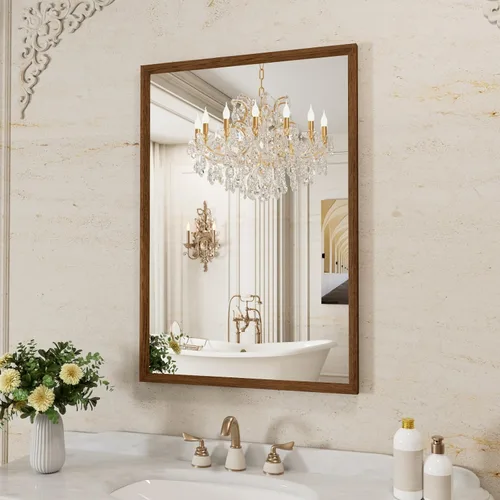 Vista 54 de WEER - Espejo de baño con luces LED, 50x70cm, espejo de tocador montado en la pared, 3 colores regulables, almohadilla antiempañante retroiluminada