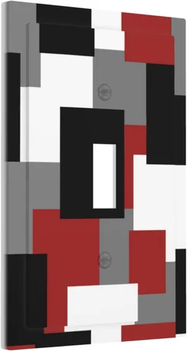 Vista 48 de Placa de Interruptor de Luz de Palanca Única Abstracta en Negro, Blanco y Gris, Cubierta de Tomacorriente, Placa de Pared Decorativa de Un