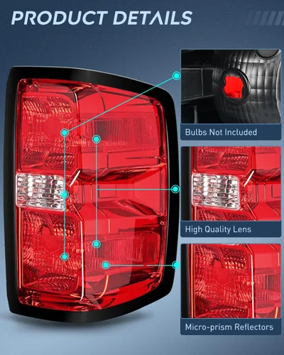 Vista 6 de Ensamble de luz trasera Nilight Compatible con Chevy Silverado 1500 2014 2015 2016 2017 2018 2019, 2500 HD 3500 HD, GMC Sierra 3500HD 2015-2019, Par