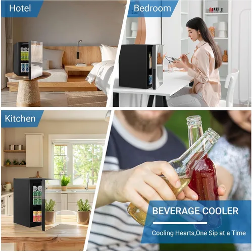 Vista 7 de Erivess Refrigerador de bebidas de 24 latas/20L y mini refrigerador para el cuidado de la piel con puerta frontal con espejo y control