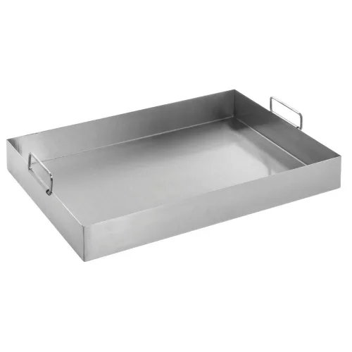 Vista 3 de HUBERT Bandeja de alimentos con bandejas de doble asa de acero inoxidable - 15" de largo x 9" de ancho x 2" de alto