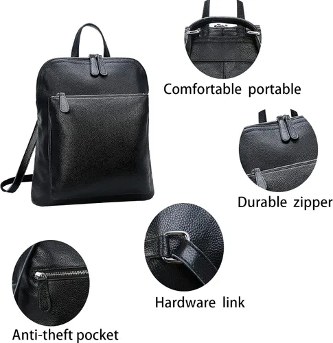 Vista 5 de Heshe Mochila de piel vintage casual para mujer para damas y niñas
