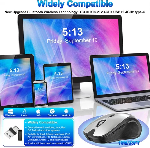 Vista 2 de Ratón para MacBook Wireless Bluetooth Laptop Mac Pro PC Ratones con Jiggler 10. Mouse inalámbrico Bluetooth (blanco)