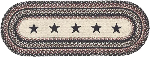 Vista 4 de VHC Brands Primitive Colonial Star - Camino de mesa, color marrón y negro, rojo, mezcla de yute, ovalado, 13 x 36 pulgadas