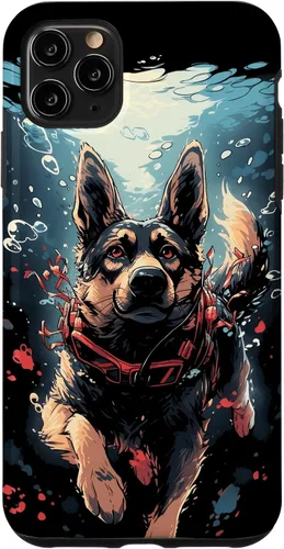 Vista 12 de iPhone 16 German Shepherd Dog Diving Swimming Underwater Case