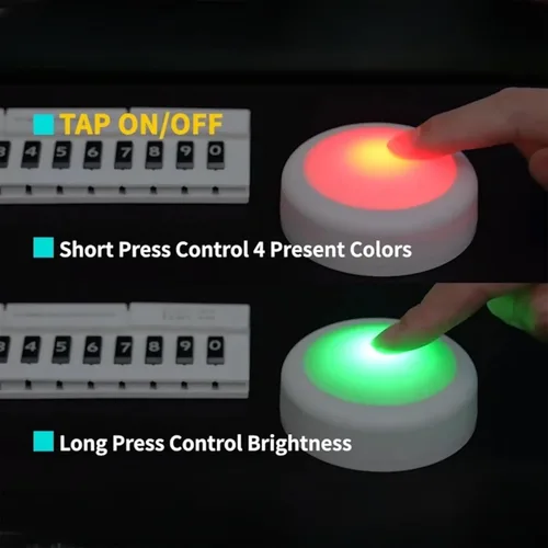 Vista 6 de Luces de botón con control remoto, iluminación de disco alimentadas por batería, luces de botón LED, luces LED de batería con control remoto, luces