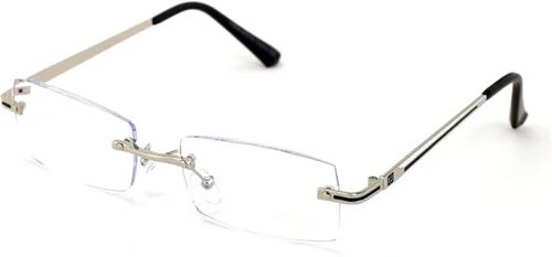 Vista 7 de Gafas de lectura UV con bloqueo de diamante sin montura de metal para hombre, anti bloqueo azul, lectores de lentes transparentes
