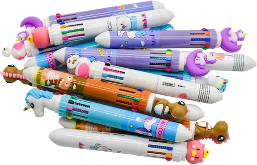 Vista 8 de Maydahui 15 bolígrafos 10 en 1 para lanzadera con diseño de animales en forma de animal de dibujos animados, unicornio, dinosaurio, cerdo, flamenco