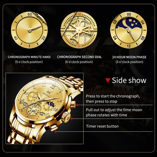 Vista 6 de OLEVS Reloj de pulsera ajustable de acero inoxidable impermeable para hombre, reloj analógico de cuarzo para hombre, moda de negocios, clásico