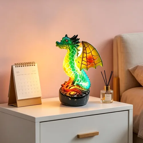 Vista 4 de Lámpara 3D de Animales, Lámpara de Luz Nocturna de Animales de Vidrio Emplomado Retro, Lámpara de Mesa de Animales Vintage, Lámparas de Animales