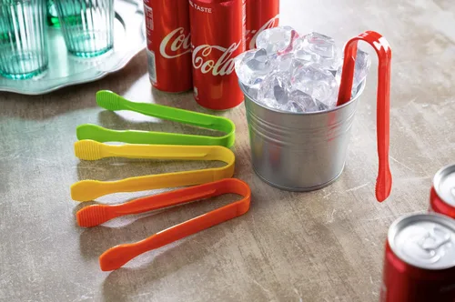Vista 4 de Juego de 4 mini pinzas de plástico multicolor para aperitivos, bufé, fiestas, bodas, catering, ensaladas, hielo, pasteles, aptas para lavavajillas