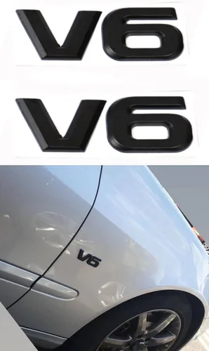Vista 5 de 2 emblemas de aleación de zinc 3D V6, para decoración de coche (negro)