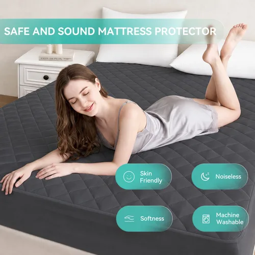 Vista 2 de Safe and Sound Funda acolchada para colchón ajustable, protector de colchón impermeable, bolsillo profundo elástico que se adapta a hasta 18
