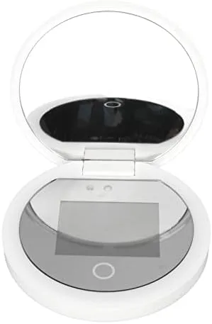 Vista 8 de Espejo compacto de viaje con cámara, espejo portátil de aumento 2X con luces para verificar protector solar, espejo de maquillaje LED, espejo
