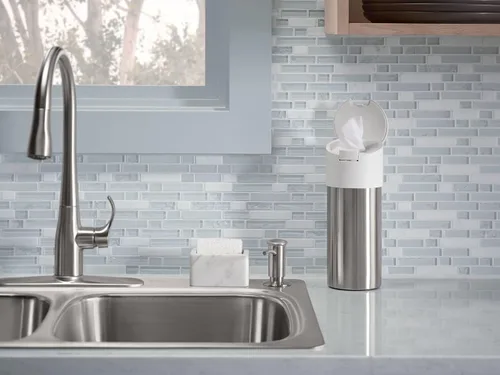 Vista 2 de KOHLER 1895-C-2MB Dispensador de jabón para fregadero de cocina con diseño contemporáneo, almacena jabón líquido o líquido para lavavajillas, latón