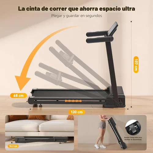 Vista 8 de JAGJOG Treadmill for Home with 15% Auto Incline, 3.5HP Quiet Foldable Treadmill, 12 HIIT Programs, 14.96" Wide LED Touchscreen, Smart App & Heart