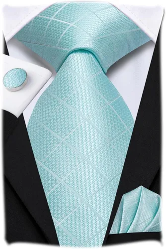Vista 167 de Hi-Tie Corbatas de seda para hombre, diseño de cachemira a rayas, con bolsillo, gemelos cuadrados, conjunto formal de negocios