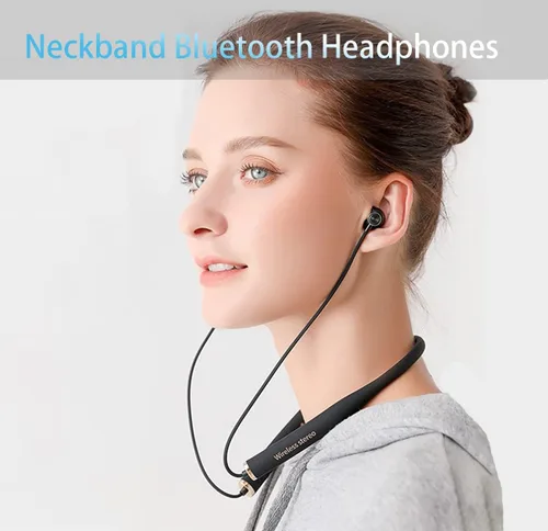 Vista 5 de IKXO Auriculares Bluetooth con banda para el cuello con cancelación de ruido con micrófono inalámbrico 5.0 CVC 8.0 Auriculares deportivos