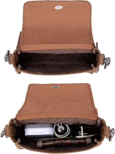 Vista 4 de Montana West Bolso cruzado para mujer de cuero genuino con flecos occidentales