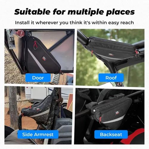 Vista 8 de Bolsa de almacenamiento triangular para barra de protección KEMIMOTO UTV, bolsa universal resistente al agua para techo/puerta/reposabrazos lateral