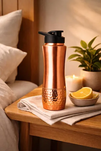 Vista 7 de Botella de agua de cobre con tapa para sorber, 30.4 onzas (30.4 fl oz / 900 ml), botella de cobre sólido 100% puro para agua potable, botella