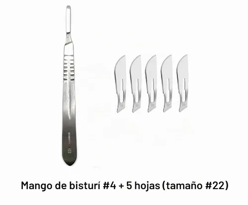Vista 4 de Kit de disección de 18 piezas que incluye tijeras, fórceps, bisturí y sonda en bolsa de plástico desechable para laboratorio de anatomía, biología