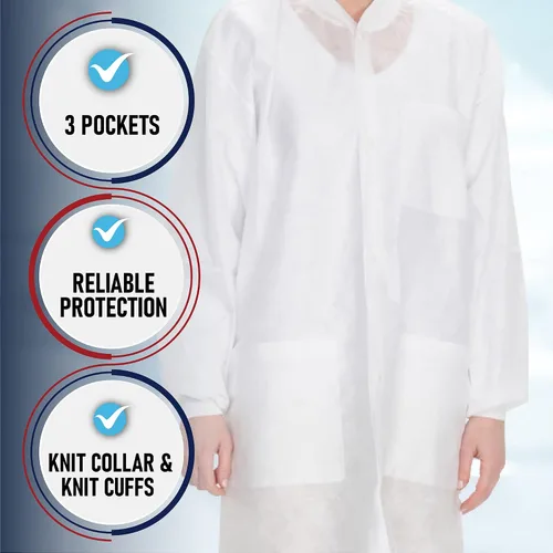 Vista 3 de Medical Nation Abrigos de laboratorio desechables blancos