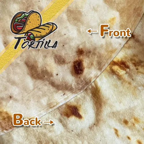 Vista 8 de Bcareself Manta de Tortilla 2.0 de Doble Cara Tamaño Adulto Gigante de Doble Cara para Niños Divertida Realista de Comida Personalizada Manta