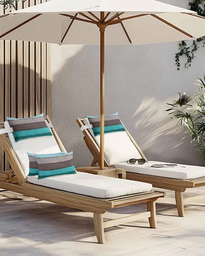 Vista 4 de Summer - Almohada para silla de playa de grano de madera de granja para exteriores, reposacabezas para tumbona, almohada reclinable con rellenos