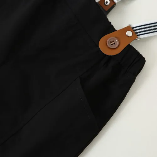Vista 7 de SOLOYEE Conjunto de ropa para bebé niño, camisa de vestir con corbatín de manga larga y corta para bebés