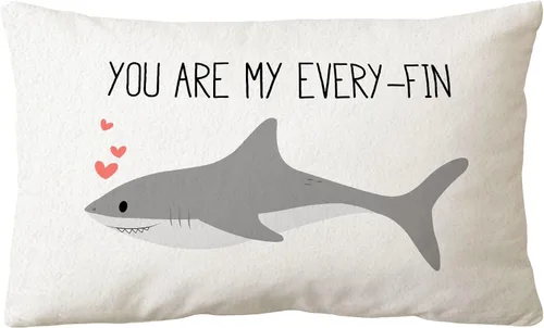 Vista 4 de Sidhua Funda de almohada con temática de animales del océano para el hogar, funda de almohada con texto en inglés "I Just Freaking Love Sharks