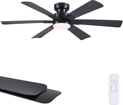 Vista 15 de Asyko Ventiladores de Techo con Luces, Ventilador de Techo de Perfil Bajo de 46" con Luz y Control Remoto, Montaje al Ras, Reversible, Regulable