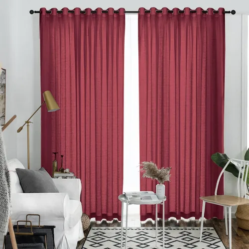 Vista 31 de Melodieux Cortinas Semitransparentes Negras de 63 Pulgadas de Largo para Ventanas Pequeñas de Sala de Estar y Dormitorio con Aspecto de Lino Rústico