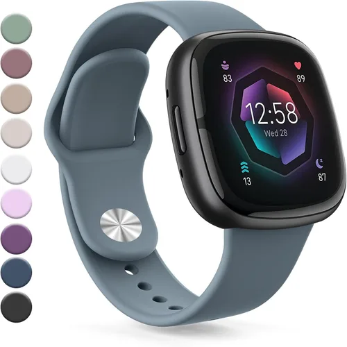 Vista 12 de Correa compatible con Fitbit Sense 2 / Sense Bands, Fitbit Versa 4 / Versa 3 bandas para mujeres y hombres, correa de repuesto de silicona suave