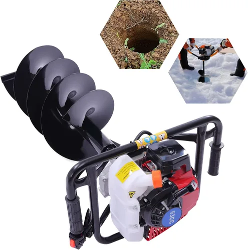 Vista 3 de Máquina de excavación de agujeros, 3 HP 7500r 63CC excavadora de agujeros de poste alimentados por gas de 2 tiempos con motor de excavación