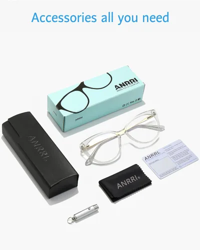 Vista 6 de ANRRI Gafas de computadora clásicas y elegantes con bloqueo de luz azul estilo ojo de gato para mujer, marco vintage