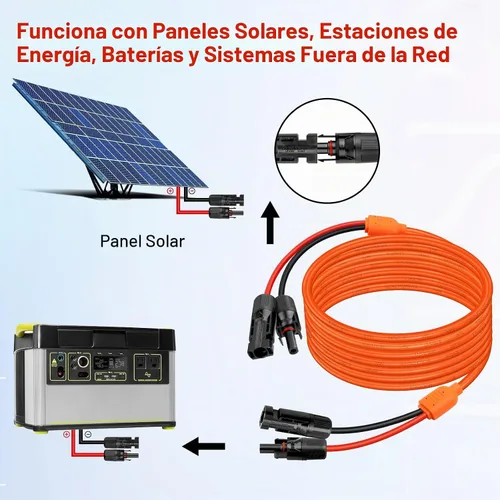 Vista 5 de XRDS -RF Cable de extensión solar de 5 pies, cobre estañado de 14AWG con conectores de panel solar, cables de derivación rojo y negro de 10AWG