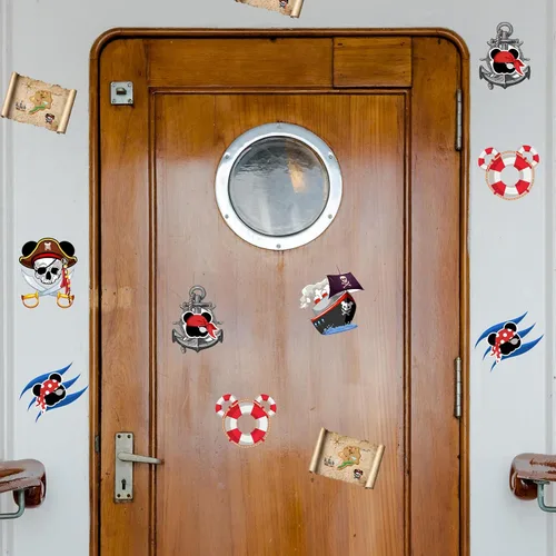 Vista 6 de JieyueJewelry 12 calcomanías magnéticas para puerta de crucero, capitán pirata, ratón, navegación marina, automóvil, crucero, puerta, decoración