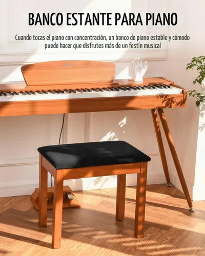 Vista 5 de Donner Piano digital DDP-80 teclado ponderado de 88 teclas + banco de piano Donner con almacenamiento