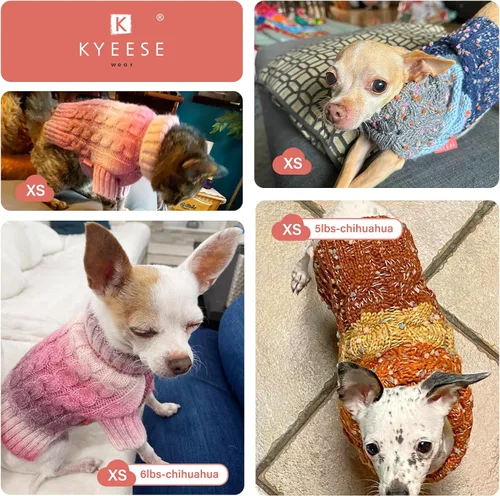 Vista 4 de KYEESE Suéteres para perros pequeños, suéter para mascotas con bloques de color macho, suéter para mascotas con hilo mullido, suéter de punto