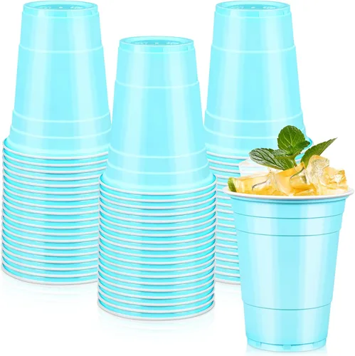 Vista 22 de LANLISA 50 vasos de plástico negros, vasos desechables de 16 onzas, tazas para beber para suministros de fiesta