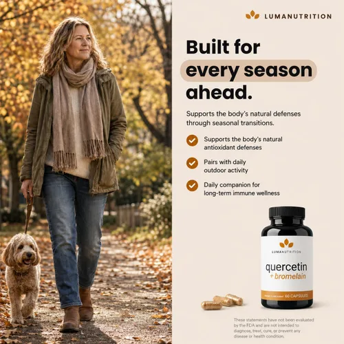 Vista 6 de Luma Nutrition Quercetina 500mg - Suplemento de quercetina con bromelina - Antioxidante - Apoyo inmunológico - Vegano y sin gluten - 60 cápsulas