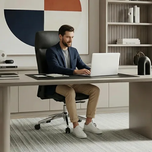 Vista 6 de EUREKA ERGONOMIC Eris - Silla de escritorio de cuero con respaldo alto, silla ejecutiva para computadora con reposabrazos ajustables 4D